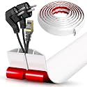 Floor Cord Cover Cavity 0.8"x0.37" Self Adhesive Cord Hider, 10FT Low Profile Cable Management, Extension Strip Protector for Wires, Prevent Cable Trips for Offices, Gyms, Exhibitions（White）