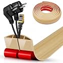Floor Cord Cover Cavity 0.8"x0.37" Self Adhesive Cord Hider, 10FT Low Profile Cable Management, Extension Strip Protector for Wires, Prevent Cable Trips for Offices, Gyms,(Wood Light Yellow)