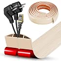 Floor Cord Cover Cavity 0.8"x0.37" Self Adhesive Cord Hider, 10FT Low Profile Cable Management, Extension Strip Protector for Wires, Prevent Cable Trips for Offices, Gyms, Exhibitions (Yellow Wood