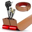 Floor Cord Cover Cavity 0.8"x0.37" Self Adhesive Cord Hider, 10FT Low Profile Cable Management, Extension Strip Protector for Wires, Prevent Cable Trips for Offices, Gyms, Exhibitions (Brown Wood)