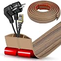 Floor Cord Cover Cavity 0.8"x0.37" Self Adhesive Cord Hider, 10FT Low Profile Cable Management, Extension Strip Protector for Wires, Prevent Cable Trips for Offices, Gyms,(Wood Smoked Brown)