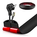 Floor Cord Cover Self Adhesive Cord Hider,10FT Cable Management, Extension Strip Protector for Wires, Prevent Cable Trips for Offices, Gyms, Exhibitions Cavity:0.51"(W) x 0.3"(H) Black