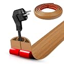 Floor Cord Cover Self Adhesive Cord Hider,20FT Cable Management, Extension Strip Protector for Wires, Prevent Cable Trips for Offices, Gyms, Exhibitions Cavity:0.39"(W) x 0.27"(H) Brown Wood