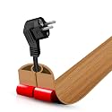 Floor Cord Cover Self Adhesive Cord Hider,3.3FT Cable Management, Extension Strip Protector for Wires, Prevent Cable Trips for Offices, Gyms, Exhibitions Cavity:0.3"(W) x 0.28"(H) Brown Wood
