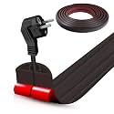Floor Cord Cover Self Adhesive Cord Hider,10FT Cable Management, Extension Strip Protector for Wires, Prevent Cable Trips for Offices, Gyms, Exhibitions Cavity:0.3"(W) x 0.28"(H) Black Wood