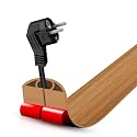 Floor Cord Cover Self Adhesive Cord Hider,3.3FT Cable Management, Extension Strip Protector for Wires, Prevent Cable Trips for Offices, Gyms, Exhibitions Cavity:0.39"(W) x 0.27"(H) Brown Wood