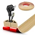 Floor Cord Cover Self Adhesive Cord Hider,10FT Cable Management, Extension Strip Protector for Wires, Prevent Cable Trips for Offices, Gyms, Exhibitions Cavity:0.51"(W) x 0.3"(H) WoodLightyellow