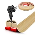 Floor Cord Cover Self Adhesive Cord Hider,10FT Cable Management, Extension Strip Protector for Wires, Prevent Cable Trips for Offices, Gyms, Exhibitions Cavity:0.3"(W) x0.28(H) WoodLightyellow
