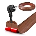 Floor Cord Cover Self Adhesive Cord Hider,20FT Cable Management, Extension Strip Protector for Wires, Prevent Cable Trips for Offices, Gyms, Exhibitions Cavity:0.39"(W) x0.27(H) Wood Red Teak