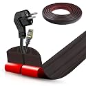 Floor Cord Cover Self Adhesive Cord Hider,10FT Cable Management, Extension Strip Protector for Wires, Prevent Cable Trips for Offices, Gyms, Exhibitions Cavity:0.51"(W) x 0.3"(H) Black Wood