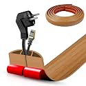 Floor Cord Cover Self Adhesive Cord Hider,20FT Cable Management, Extension Strip Protector for Wires, Prevent Cable Trips for Offices, Gyms, Exhibitions Cavity:0.47"(W) x 0.35"(H) Brown Wood
