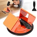 Floor Gap Fixer Tool 45° Striking Surface, Flooring Tools with Iron & Enhanced Suction Cup, 8pcs Sticky Pads & Silicone Scraper for Laminate Vinyl Wood Plank Hardwood Floor Gap Repair (Orange)