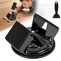 Floor Gap Fixer Tool 45° Striking Surface, Flooring Tools with Iron & Enhanced Suction Cup, 8pcs Sticky Pads & Silicone Scraper for Laminate Vinyl Wood Plank Hardwood Floor Gap Repair (Black)
