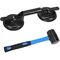 Floor Gap Fixer Tool for Laminate Floor Gap Repair Includes Heavy Duty Aluminum Suction Cup and Fiberglass Handle Rubber Mallet (Can't Use on Scraped Surface Floor)