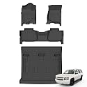 Floor Mats &amp; Cargo Liner for 2007-2014 Chevy Tahoe 8 Seats (Not for Hybrid) &amp; GMC Yukon(Not XL), All Weather Automotive TPE Floor Liners Set Waterproof Accessories Black