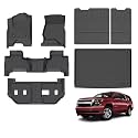 Floor Mats &amp; Cargo Liner for 2015-2020 Chevy Suburban &amp; GMC Yukon XL (Only 8 Seats) (with 2nd Row Bench Seat) All Weather TPE Floor Liners Set with Backrest Mat Anti-Slip Waterproof Accessories