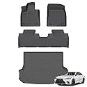 Floor Mats &amp; Cargo Liner for 2016-2022 Lexus RX RX350/ RX450h (Not for RXL) All Weather Automotive TPE Liners Set Anti-Slip Waterproof Floor Liners Accessories (Car Mats+Trunk Mat) Black