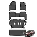 Floor Mats &amp; Cargo Liner for Nissan Armada/Infiniti QX80 8 Seats 2019-2024, All Weather Automotive TPE Floor Liners Set Anti-Slip Waterproof Accessories (Car Mats+Trunk Mat) Black