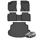 Floor Mats &amp; Cargo Liner for Toyota Corolla 2019-2014 (Only Sedan), All Weather TPE Custom Fit Floor Mats, Anti-Slip &amp; Waterproof Full Set Car Accessories - Black