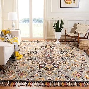 floorfusion 34woolen premium rug collection loop pile 10c anti-shed carpets for living room bedroom drawing room hall and floor size 5 x 7 feet 150x210 cm color multi