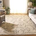 FloorFusion 'Floral' Design Loop Cut Premium Rug Collection Woolen Carpet for Living Room Bedroom Drawing Room Hall and Floor Size 9 x 12 feet (270x360 cm) Color Beige &amp; Multi