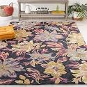 FloorFusion 'Floral' Design Loop Pile Textured Yarn Anti Shed Premium Rug Collection Woolen Carpet for Living Room Bedroom Drawing Room Hall and Floor Size 4 x 6 feet (120x180 cm) Color Multi