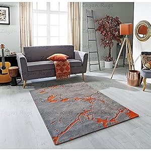 floorfusion crack pattern rectangular carpet for living room size 12x16 feet 360x 480 cm color grey amp orange