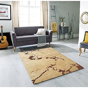 floorfusion crack pattern rectangular carpet for living room size 6x9 feet 180x270 cm color beige amp brown