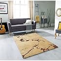 FloorFusion Crack Pattern Rectangular Carpet For Living Room Size 6X8 Feet (180X240 Cm) Color Beige &amp; Brown