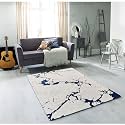 FloorFusion Crack Pattern Rectangular Carpet For Living Room Size 5X7 Feet (150X210 Cm) Color Ivory Blue