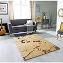 FloorFusion Crack Pattern Rectangular Carpet For Living Room Size 5X7 Feet (150X210 Cm) Color Beige &amp; Brown