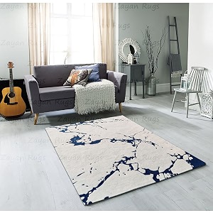 floorfusion crack pattern rectangular carpet for living room size 4x6 feet 120x180 cm color ivory blue