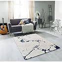 FloorFusion Crack Pattern Rectangular Carpet For Living Room Size 4X6 Feet (120X180 Cm) Color Ivory Blue
