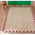 FloorFusion Floral Design Loop Cut Premium Rug Collection Woolen Carpet for Living Room Bedroom Drawing Room Hall and Floor Size 9 x 12 feet (270x360 cm) Color Beige &amp; Ivory