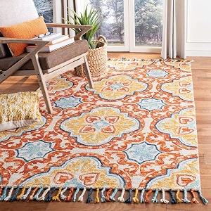 floorfusion loop pile 10ctextured yarn anti shed rectangular carpet for living room bedroom drawing room hall and floor size 8 x 10 feet 240x300 cm color multi