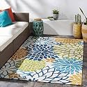 FloorFusion Floral Woolen Carpet for Living Room Bedroom Drawing Room Hall and Floor Size 6 x 9 feet (180x270 cm) Color Multi