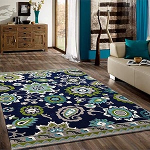 floorfusion premium floral carpet for living room bedroom drawing room hall and floor size 12 x 18 feet 360x540 cm color blue amp grey