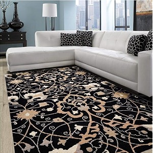 floorfusion premium floral rectangular carpet for living room bedroom drawing room hall and floor size 9 x 12 feet 270x360 cm color black amp multi