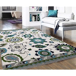 floorfusion premium floral rectangular carpet for living room bedroom drawing room hall and floor size 6 x 9 feet 180x270 cm color ivory amp multi