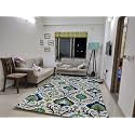 FloorFusion Premium Floral Rectangular Carpet For Living Room Bedroom Drawing Room Hall And Floor Size 9 X 12 Feet (270X360 Cm) Color Ivory &amp; Blue