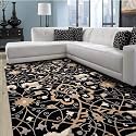 FloorFusion Premium Floral Rectangular Carpet For Living Room Bedroom Drawing Room Hall And Floor Size 10 X 14 Feet (300X420 Cm) Color Black &amp; Multi