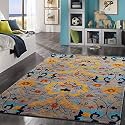 FloorFusion Premium Floral Rectangular Carpet For Living Room Bedroom Drawing Room Hall And Floor Size 12 X 18 Feet (360X540 Cm) Color Grey &amp; Yellow