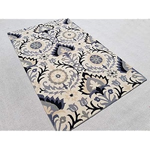 floorfusion premium floral rectangular carpet for living room bedroom drawing room hall and floor size 12 x 16 feet 360x480 cm color beige amp grey