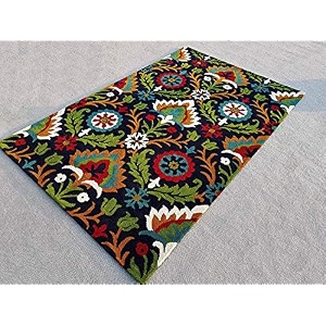 floorfusion premium floral rectangular carpet for living room bedroom drawing room hall and floor size 5 x 8 feet 150x240 cm color blue amp multi