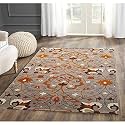 FloorFusion Premium Floral Rectangular Carpet For Living Room Bedroom Drawing Room Hall And Floor Size 4 X 6 Feet (120X180 Cm) Color Grey &amp; Multi