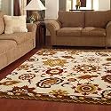 FloorFusion Premium Floral Rectangular Carpet For Living Room Bedroom Drawing Room Hall And Floor Size 8 X 10 Feet (240X300 Cm) Color Ivory &amp; Rust