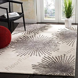 floorfusion 39floral39 design premium rug loop cut high low pile woolen carpet for living room bedroom drawing room hall and floor size 9 x 12 feet 270x360 cm color grey amp multi