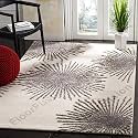FloorFusion 'Floral' Design Premium Rug Loop Cut High Low Pile Woolen Carpet for Living Room Bedroom Drawing Room Hall and Floor Size 9 x 12 feet (270x360 cm) Color Grey &amp; Multi
