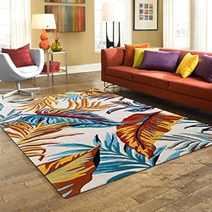 floorfusion premium leaf pattern carpet for living room bedroom drawing room hall and floor size 5 x 7 feet 150x210 cm color multi