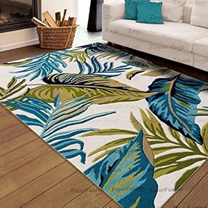 floorfusion premium leaf pattern carpet for living room bedroom drawing room hall and floor size 8 x 10 feet 240x300 cm color green amp multi